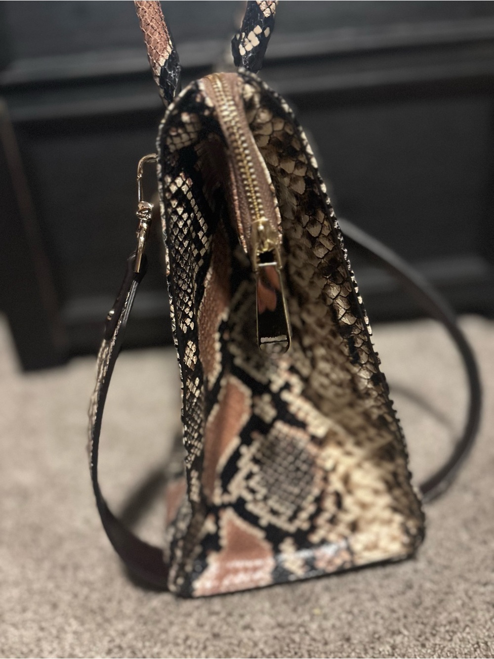 Brahmin Snake-Embossed Satchel and Wallet in Brown and Black - Picture 11 of 16
